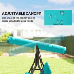 Nordara Outdoor Metal Hammock Swing Chair 3-Seater, Patio Bench Garden Grey in Aqua - Size: 120 cm x 45 cm - thumbnail 3