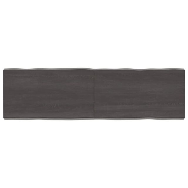 Berkfield Home Table Top Dark Grey 140x40x(2-6) cm Treated Solid Wood Live Edge in Brown - image 1
