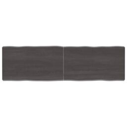 Berkfield Home Table Top Dark Grey 140x40x(2-6) cm Treated Solid Wood Live Edge in Brown - thumbnail 1
