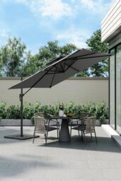 Garden Sanctuary Outdoor Large Square 3M LED Cantilever Parasol with Square Base in Dark Grey - thumbnail 2
