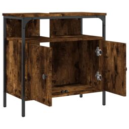 Berkfield Home Bathroom Sink Cabinet Smoked Oak 60x30x60 cm Engineered Wood in Brown - Size: 60 x 30 x 60 cm - thumbnail 6
