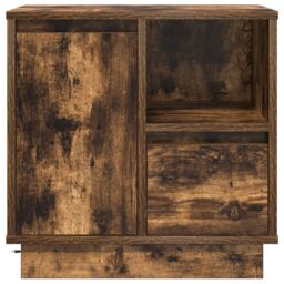 Berkfield Home Bedside Cabinet with LED Lights Smoked Oak 50x34, 5x50 cm in Brown - thumbnail 6