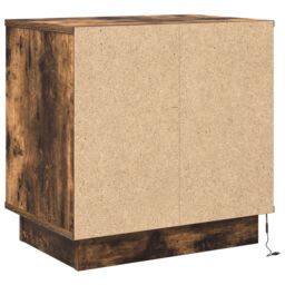 Berkfield Home Bedside Cabinet with LED Lights Smoked Oak 50x34, 5x50 cm in Brown - thumbnail 8
