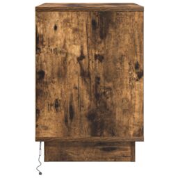 Berkfield Home Bedside Cabinet with LED Lights Smoked Oak 50x34, 5x50 cm in Brown - thumbnail 7
