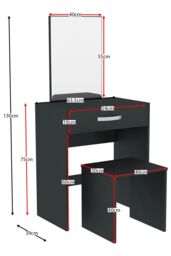 Home Discount Vida Designs Isla Dressing Table Set with Built-in Mirror & Stool in Black - thumbnail 2