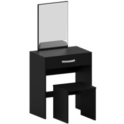 Home Discount Vida Designs Isla Dressing Table Set with Built-in Mirror & Stool in Black - thumbnail 9