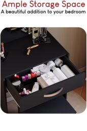 Home Discount Vida Designs Isla Dressing Table Set with Built-in Mirror & Stool in Black - thumbnail 6