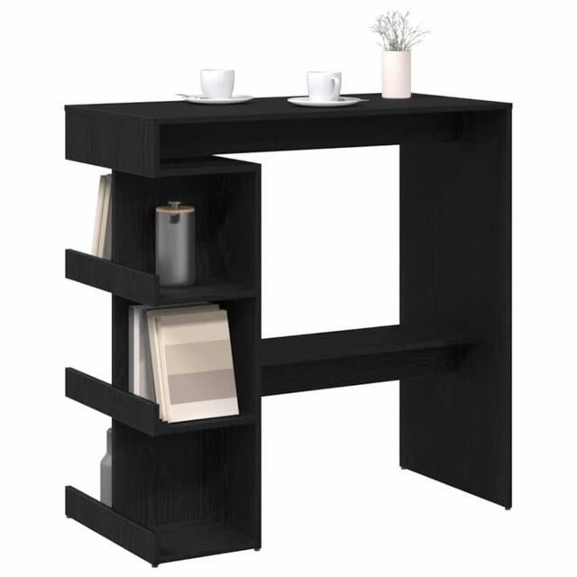 Berkfield Home Beautiful Black Oak Bar Table with Storage Rack, 100x50x101.5 cm - image 1
