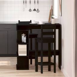 Berkfield Home Beautiful Black Oak Bar Table with Storage Rack, 100x50x101.5 cm - thumbnail 2