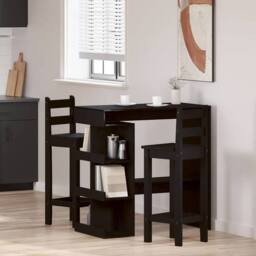 Berkfield Home Beautiful Black Oak Bar Table with Storage Rack, 100x50x101.5 cm - thumbnail 4