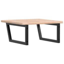 Berkfield Home Elegant Basin Shelf Wall Mounted Steel & Solid Wood Oak in Light Oak - thumbnail 6
