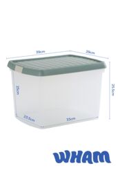 Wham Clip 3x 21.5L Rectangular Plastic Storage Boxes with Clip Lock Lids in Green - thumbnail 6