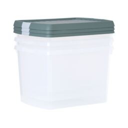 Wham Clip 3x 21.5L Rectangular Plastic Storage Boxes with Clip Lock Lids in Green - thumbnail 4