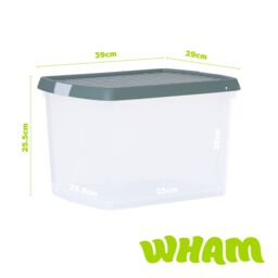Wham Clip 3x 21.5L Rectangular Plastic Storage Boxes with Clip Lock Lids in Green - thumbnail 5