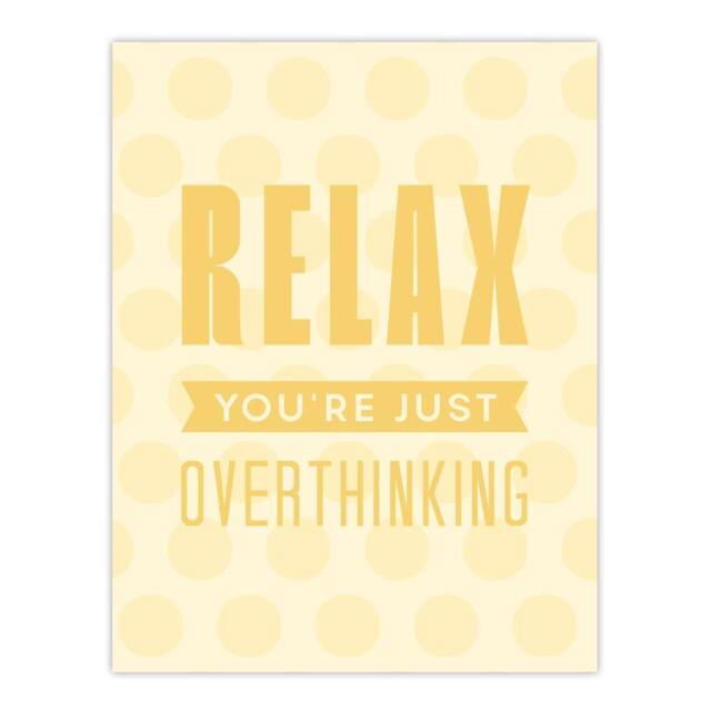 "Artery8 Relax You Are Just Overthinking Pastel Polka Dot Wall Art Print in Yellow - Size: W12"" x H16""" - image 1