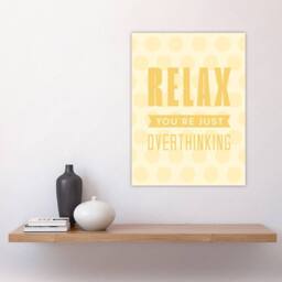 "Artery8 Relax You Are Just Overthinking Pastel Polka Dot Wall Art Print in Yellow - Size: W12"" x H16""" - thumbnail 4