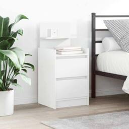 Berkfield Home Durable Bedside Cabinet with 2 Drawers White 38x34x80 cm - Size: 38 x 34 x 80 cm - thumbnail 2