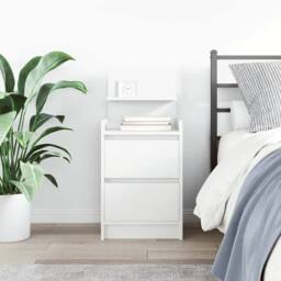 Berkfield Home Durable Bedside Cabinet with 2 Drawers White 38x34x80 cm - Size: 38 x 34 x 80 cm - thumbnail 1
