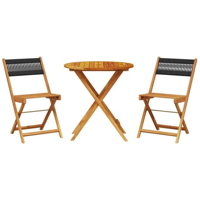 Berkfield Home 3 Piece Bistro Set Black Polypropylene & Solid Wood in Tan - image 1