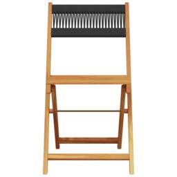 Berkfield Home 3 Piece Bistro Set Black Polypropylene & Solid Wood in Tan - thumbnail 4