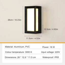 Kelvenix 2x Modern 18W LED Wall Light Outdoor indoor Wall Lamp IP65 Lamp in Black - thumbnail 7