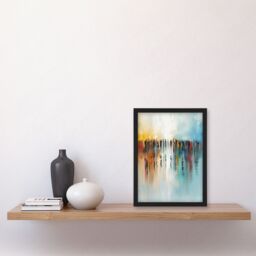 "Artery8 Crowd of People Colourful Misty Abstract Painting Framed Art Print in Blue - Size: W12"" x H16""" - thumbnail 4