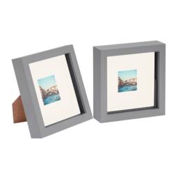 "Nicola Spring 3D Box Photo Frames with 2"" x 2"" Mounts - 6"" x 6"" - Grey - Pack of 2 in Ivory" - thumbnail 1