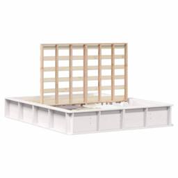 Berkfield Home Bed Frame with Lift-Up Storage in White, 160 x 200 cm, Solid Pine in White - Size: 160 x 200 cm - thumbnail 3