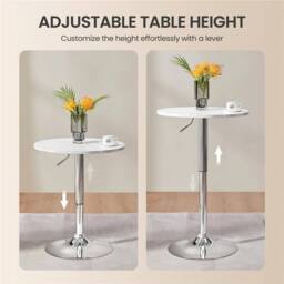 EONLION Marble Modern Round Swivel Bar Table in White - Size: 100 cm - thumbnail 3