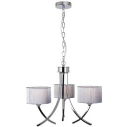 Pagazzi Justina 3 Light Polished Chrome Chandelier With Silver String Shade - thumbnail 2