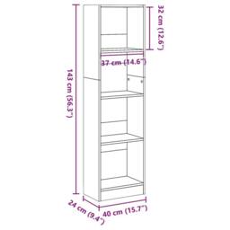 Berkfield Home Decorative Bookcase Grey Sonoma 40x24x143 cm Engineered Wood - Size: 40 x 24 x 143 cm - thumbnail 9