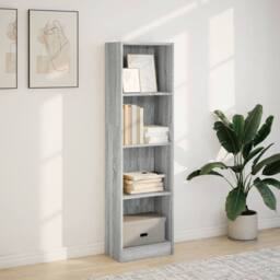 Berkfield Home Decorative Bookcase Grey Sonoma 40x24x143 cm Engineered Wood - Size: 40 x 24 x 143 cm - thumbnail 1