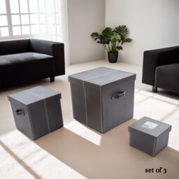 Orsina Versatile Set Of Three Bown Faux Leather Storage Boxes, Elegant Faux Leather Box, Lightweight Storage Box in Brown - thumbnail 5