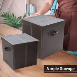 Orsina Versatile Set Of Three Bown Faux Leather Storage Boxes, Elegant Faux Leather Box, Lightweight Storage Box in Brown - thumbnail 3