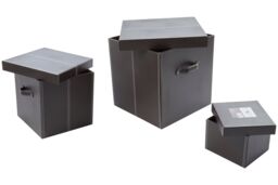 Orsina Versatile Set Of Three Bown Faux Leather Storage Boxes, Elegant Faux Leather Box, Lightweight Storage Box in Brown - thumbnail 2