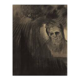"Artery8 Apparition Eerie Charcoal Painting Redon Vintage Wall Art Print Poster in Grey - Size: W12"" x H16""" - thumbnail 1