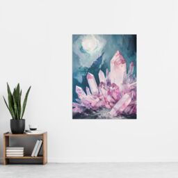 "Artery8 Rose Quartz Crystal Pink Mystical Landscape Wall Art Print - Size: W12"" x H16""" - thumbnail 4
