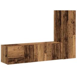 Berkfield Home Wall Mounted TV cabinets 3 pcs Old Wood Engineered Wood in Brown - thumbnail 1