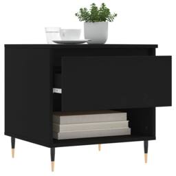 Berkfield Home Coffee Table Black 50x46x50 cm Engineered Wood - Size: 50 x 46 x 50 cm - thumbnail 4