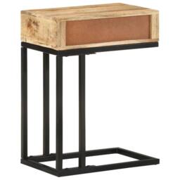 Berkfield Home U-Shaped Side Table 45x30x61 cm Solid Mango Wood in Brown - Size: 45 x 30 x 61 cm - thumbnail 4
