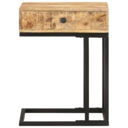 Berkfield Home U-Shaped Side Table 45x30x61 cm Solid Mango Wood in Brown - Size: 45 x 30 x 61 cm - thumbnail 3