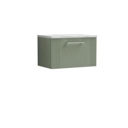 Balterley 1 Drawer Wall Hung Vanity Unit Grey Laminate Worktop, Green 600mm - thumbnail 1