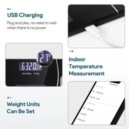 Kelvenix Body Fat Scale 180kg Bluetooth Smart BMI Digital Wireless Weight & APP in Black - thumbnail 6