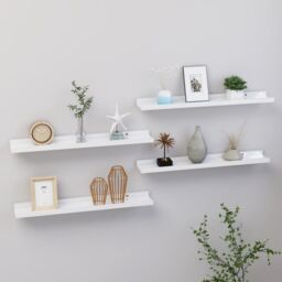 Berkfield Home Wall Shelves 4 pcs High Gloss White 60x9x3 cm - Size: 60 x 9 x 3 cm - thumbnail 1