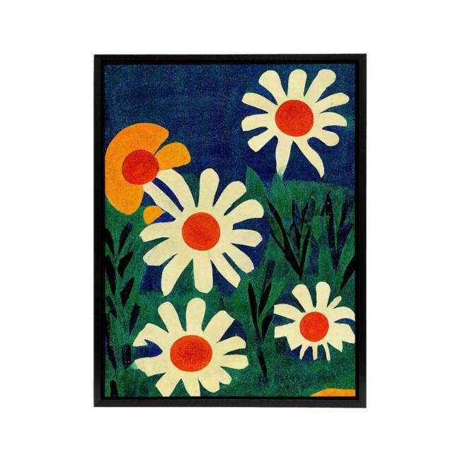 "Artery8 Daisy Flower Meadow Floral Framed Canvas Wall Art Print - Size: W18"" x H24""" - image 1