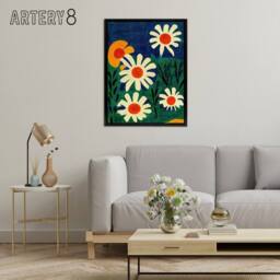 "Artery8 Daisy Flower Meadow Floral Framed Canvas Wall Art Print - Size: W18"" x H24""" - thumbnail 3