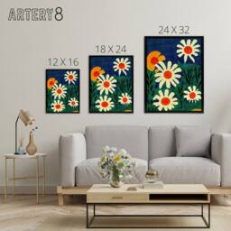 "Artery8 Daisy Flower Meadow Floral Framed Canvas Wall Art Print - Size: W18"" x H24""" - thumbnail 4