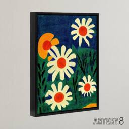 "Artery8 Daisy Flower Meadow Floral Framed Canvas Wall Art Print - Size: W18"" x H24""" - thumbnail 2