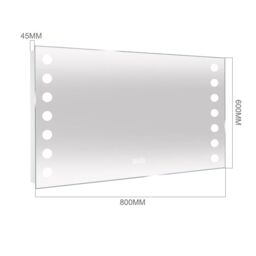 Living and Home Bathroom Horizontal LED Anti-Fog Mirror with Sensor Switch and Clock in Silver - thumbnail 6