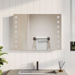Living and Home Bathroom Horizontal LED Anti-Fog Mirror with Sensor Switch and Clock in Silver - thumbnail 4